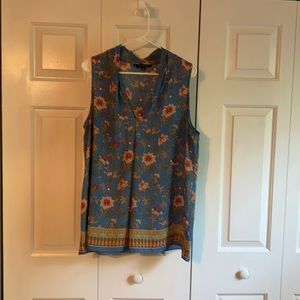 Max Edition Sleeveless Blue Floral Top XL